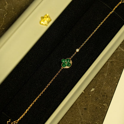 [Limara]SUN MALACHITE 1 DIAMOND ROSE GOLD BRACELET