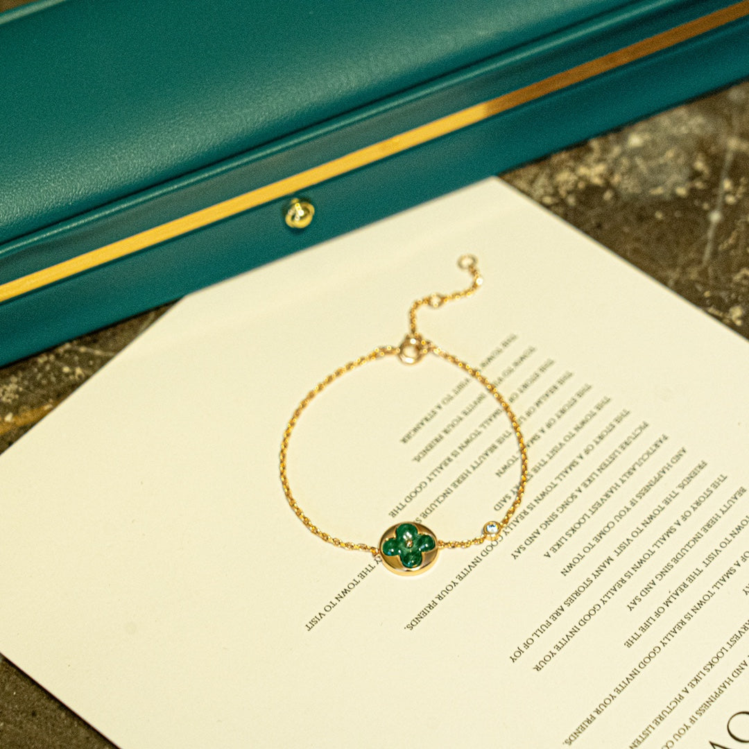 [Limara]SUN MALACHITE 1 DIAMOND ROSE GOLD BRACELET