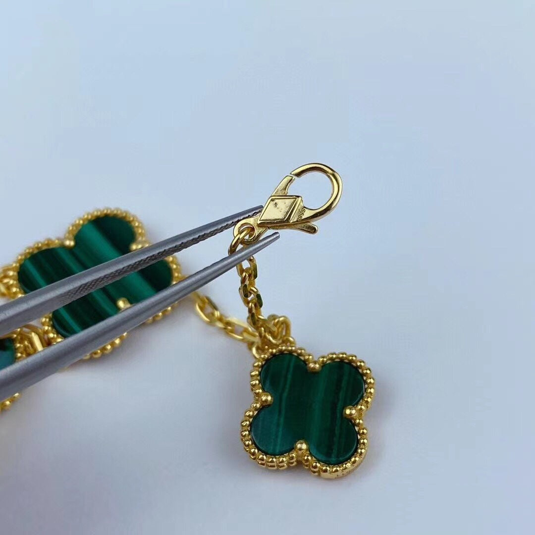 [Limara]MAGIC CLOVER MALACHITE GOLD BRACELET 5 MOTIFS