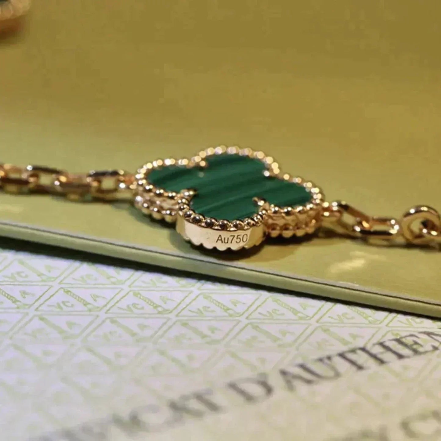 [Limara]LUCKY CLOVER 5-MOTIF BRACELET - MALACHITE COLLECTION