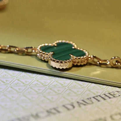 [Limara]LUCKY CLOVER 5-MOTIF BRACELET - MALACHITE COLLECTION
