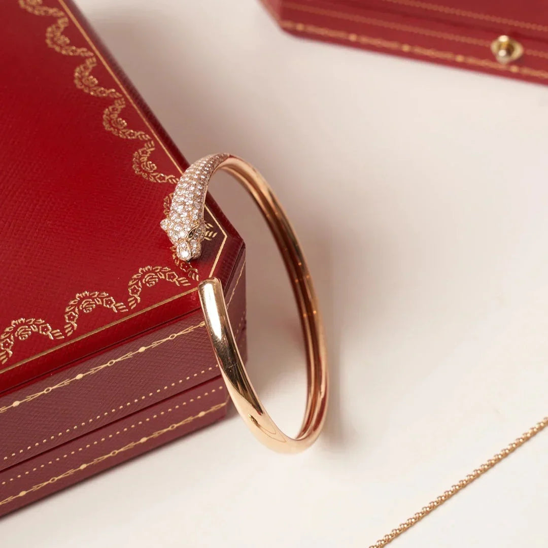 [Limara] PANTHERE HALF DIAMOND OPEN BRACELET