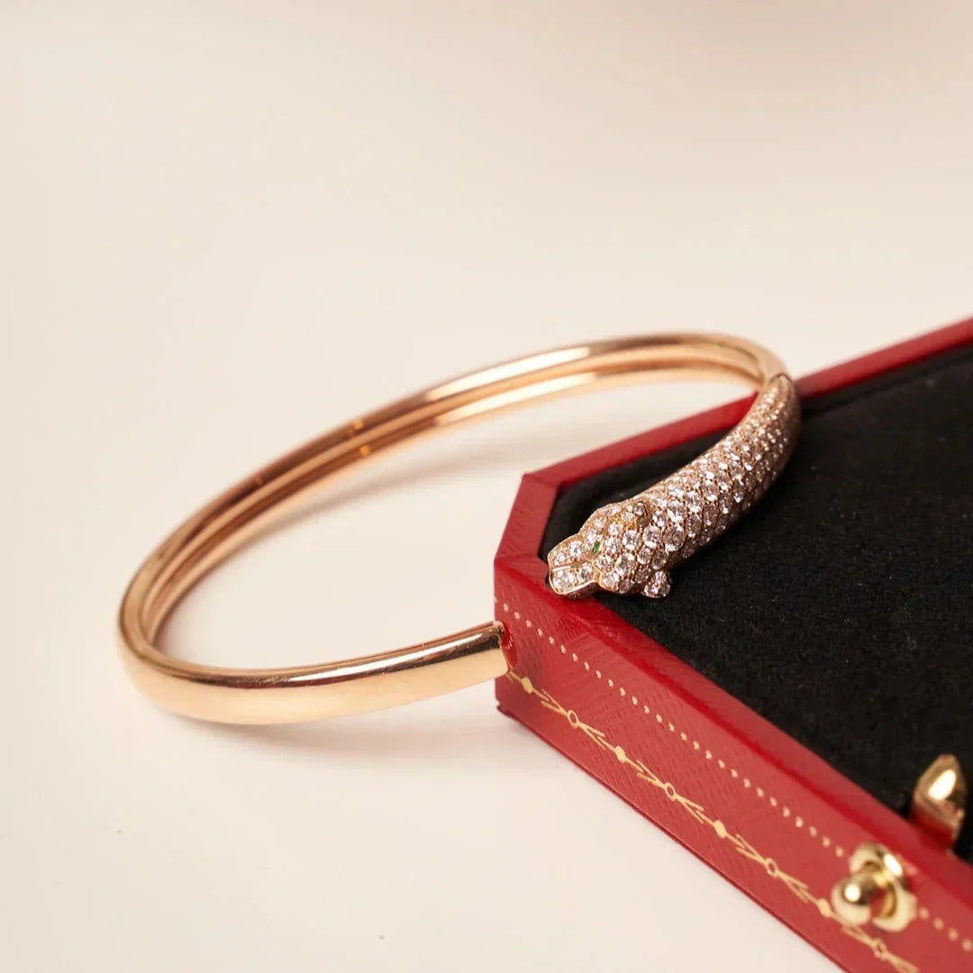 [Limara] PANTHERE HALF DIAMOND OPEN BRACELET