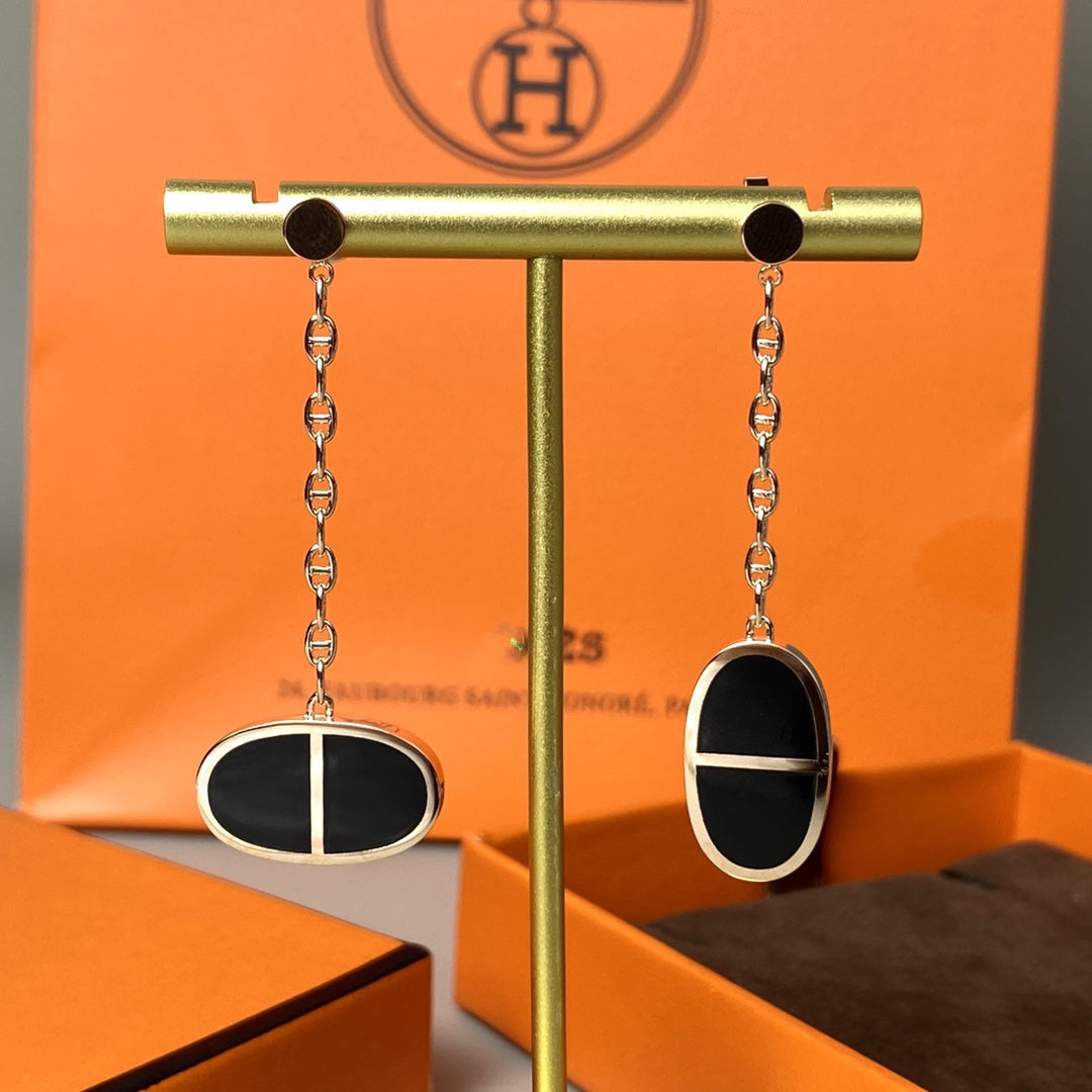 [Limara]CHAINE VERSO BLACK CERAMIC EARRINGS