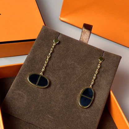 [Limara]CHAINE VERSO BLACK CERAMIC EARRINGS