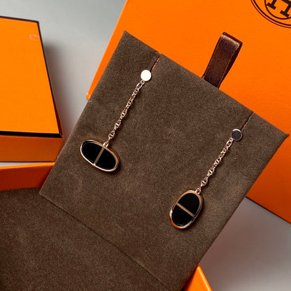 [Limara]CHAINE VERSO BLACK CERAMIC EARRINGS
