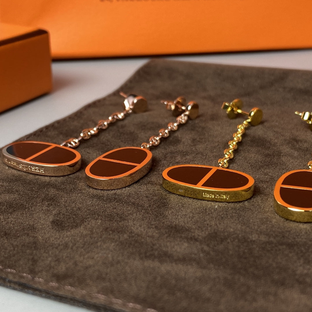 [Limara]CHAINE VERSO BLACK CERAMIC EARRINGS