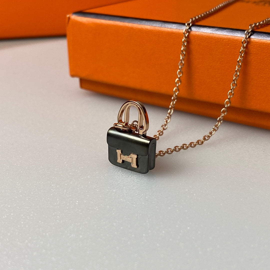 [Limara]CONSTANCE BLACK PEDANT ROSE GOLD NECKLACE
