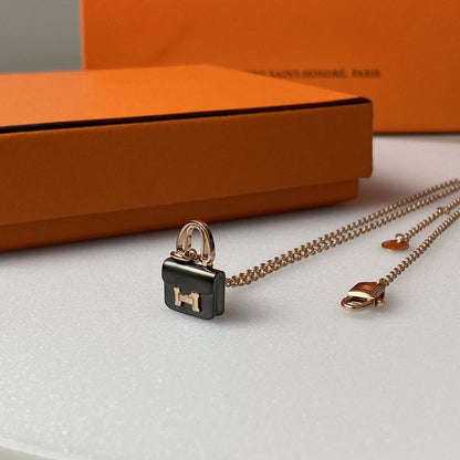[Limara]CONSTANCE BLACK PEDANT ROSE GOLD NECKLACE