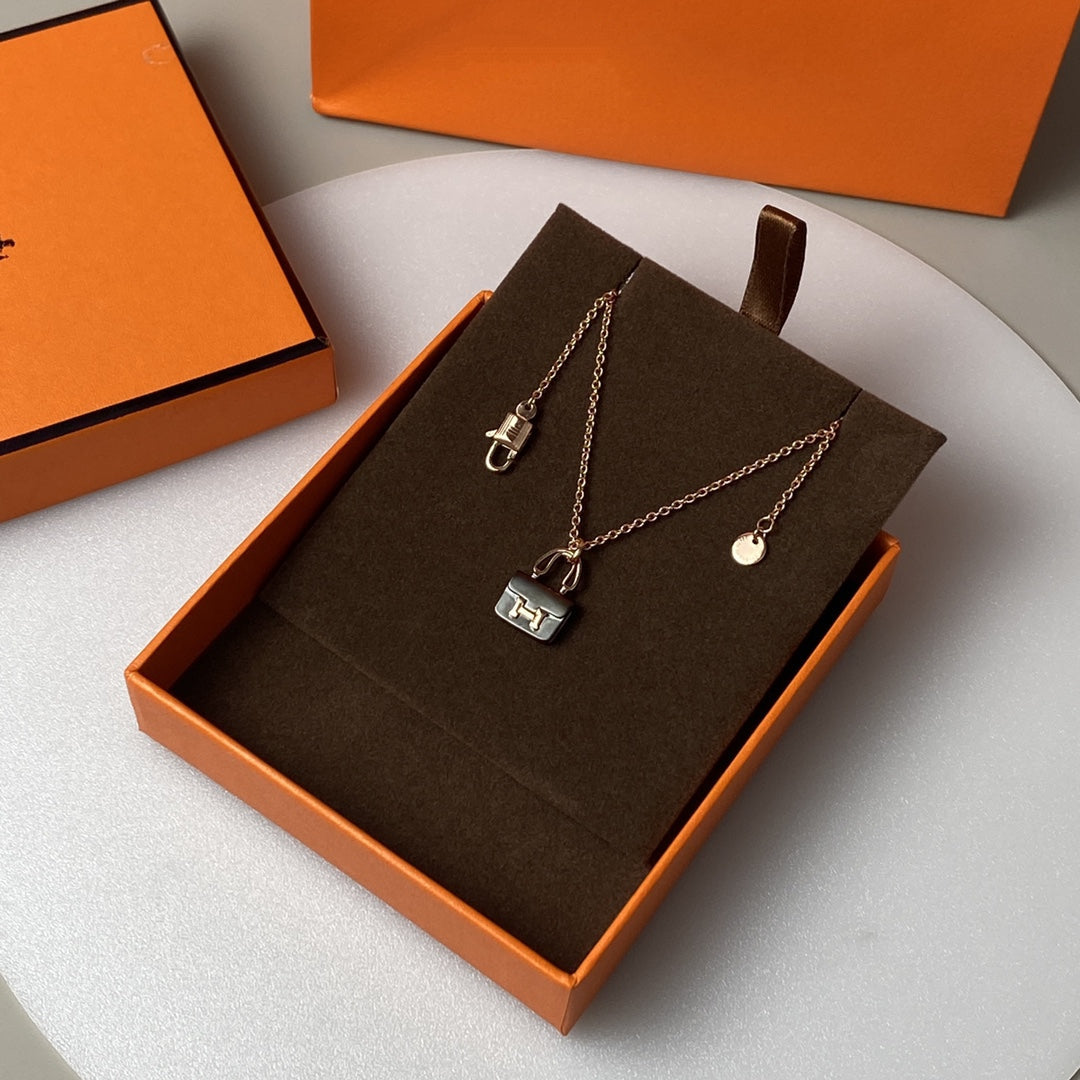 [Limara]CONSTANCE BLACK PEDANT ROSE GOLD NECKLACE