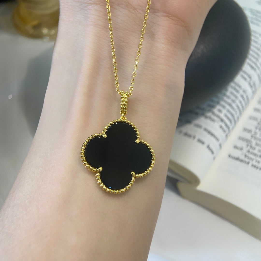 [Limara]CLOVER 25MM NECKLACE GOLD ONYX