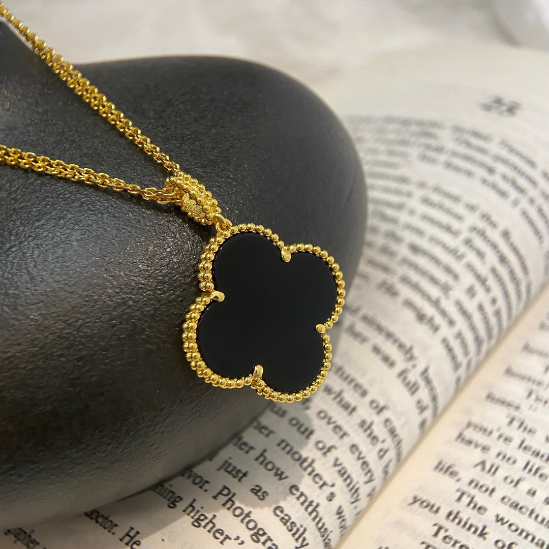 [Limara]CLOVER 25MM NECKLACE GOLD ONYX