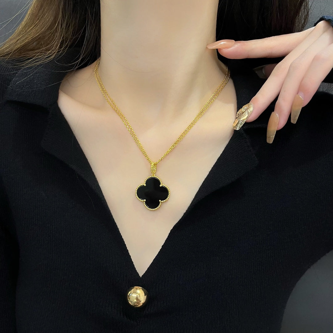[Limara]CLOVER 25MM NECKLACE GOLD ONYX