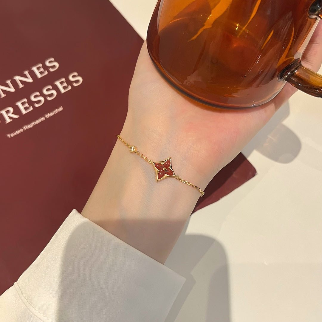 [Limara]COLOR STAR CARNELIAN ROSE GOLD DIAMOND BRACELET