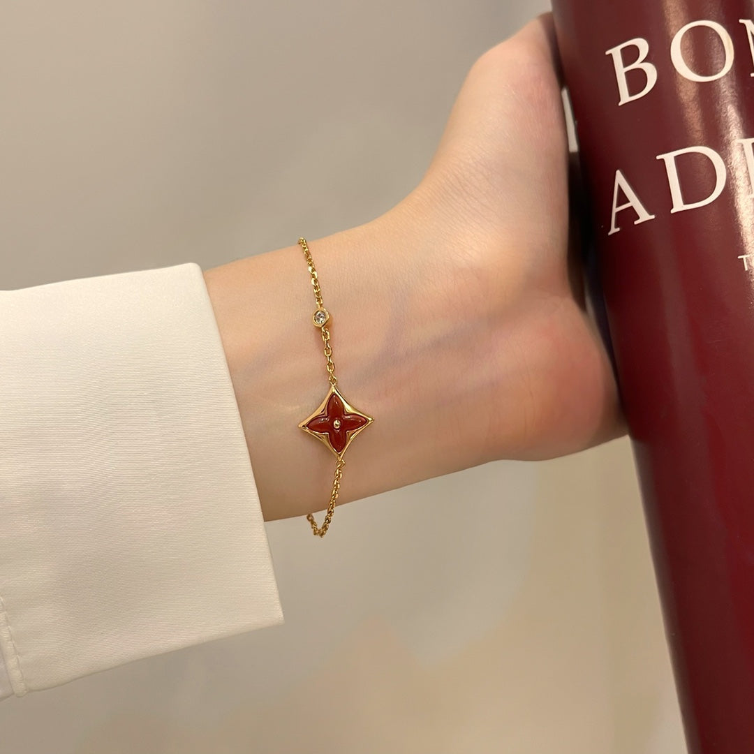 [Limara]COLOR STAR CARNELIAN ROSE GOLD DIAMOND BRACELET