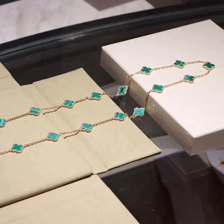 [Limara]CLOVER 20 MOTIFS MALACHITE GOLD