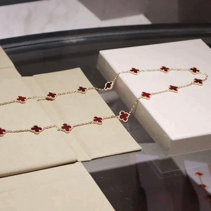 [Limara] CLOVER 20 MOTIFS CARNELIAN NECKLACE