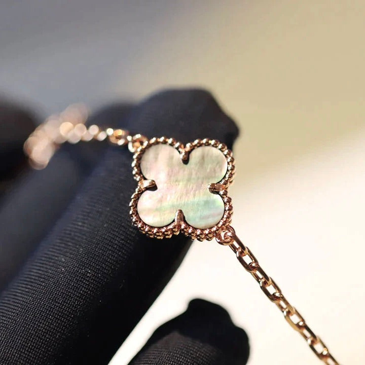 [Limara]CLOVER 20 MOTIFS DARK MOP DIAMOND  NECKLACE
