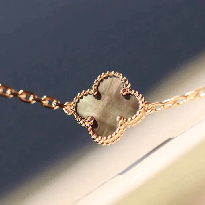 [Limara]CLOVER 20 MOTIFS DARK MOP DIAMOND  NECKLACE