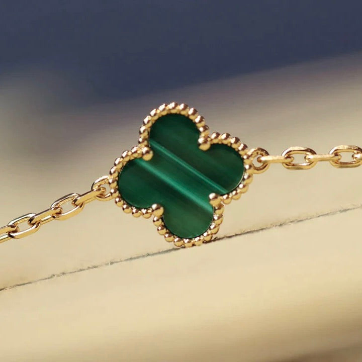 [Limara]CLOVER 20 MOTIFS MALACHITE DIAMOND NECKLACE