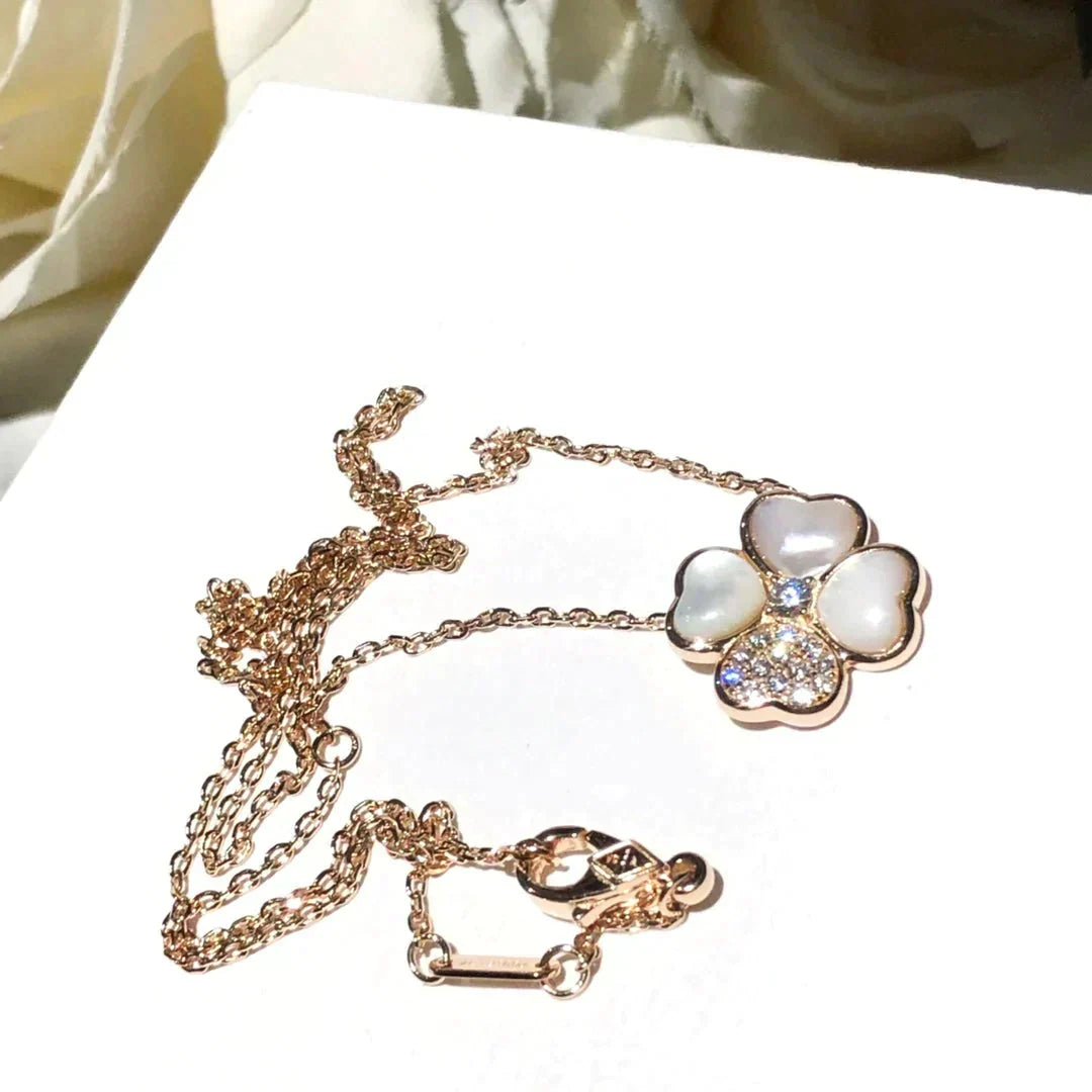 [Limara]CLOVER MOP DIAMOND ROSE GOLD NECKLACE