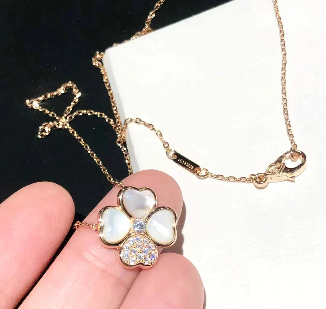 [Limara]CLOVER MOP DIAMOND ROSE GOLD NECKLACE