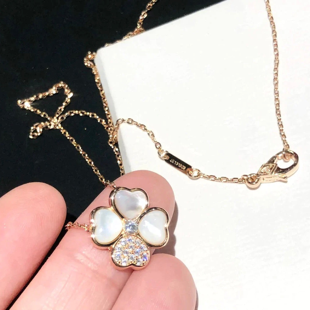 [Limara]CLOVER MOP DIAMOND ROSE GOLD NECKLACE