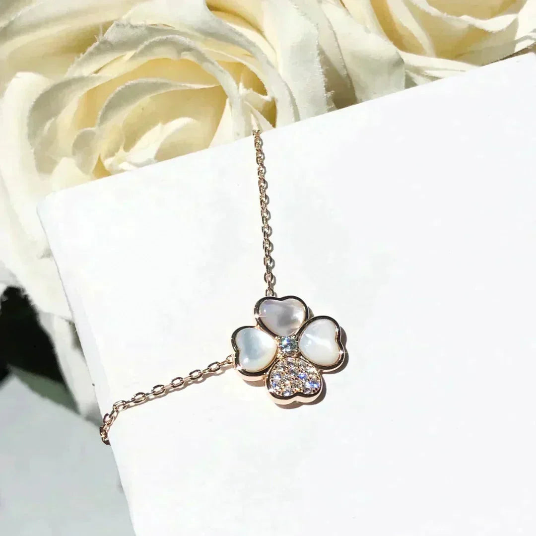 [Limara]CLOVER MOP DIAMOND ROSE GOLD NECKLACE