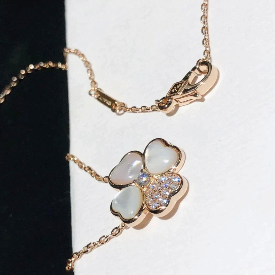 [Limara]CLOVER MOP DIAMOND ROSE GOLD NECKLACE