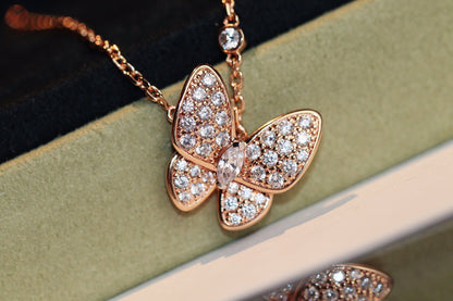 [Limara]BUTTERFLY DIAMOND CHARM NECKLACE