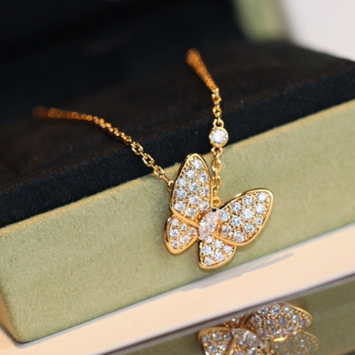 [Limara]BUTTERFLY DIAMOND CHARM NECKLACE