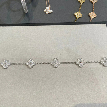 [Limara]LUCKY CLOVER 5-MOTIF BRACELET - FULL-DIAMOND