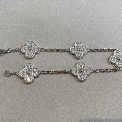 [Limara]LUCKY CLOVER 5-MOTIF BRACELET - FULL-DIAMOND