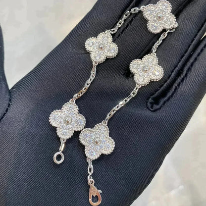 [Limara]LUCKY CLOVER 5-MOTIF BRACELET - FULL-DIAMOND