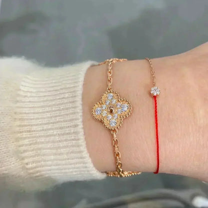 [Limara]LUCKY CLOVER 5-MOTIF BRACELET - FULL-DIAMOND