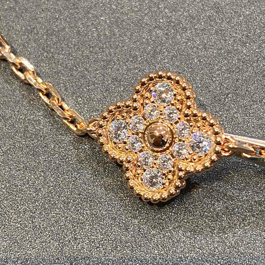 [Limara]LUCKY CLOVER 5-MOTIF BRACELET - FULL-DIAMOND