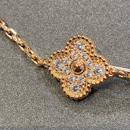 [Limara]LUCKY CLOVER 5-MOTIF BRACELET - FULL-DIAMOND