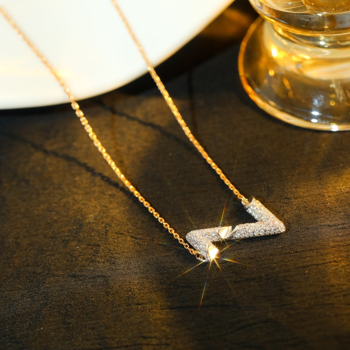 [Limara]VOLT SILVER DIAMOND PEDANT NECKLACE