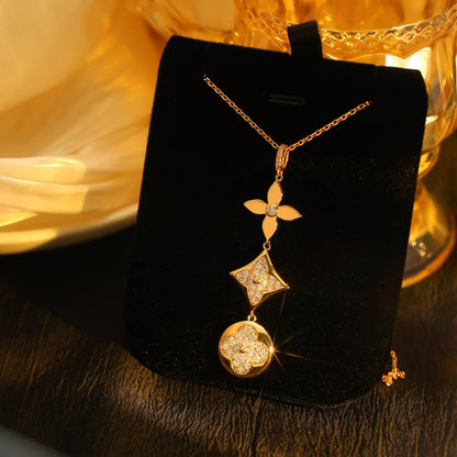 [Limara]STAR AND SUN DIAMOND ROSE GOLD NECKLACE