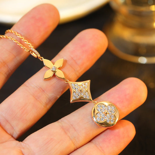 [Limara]STAR AND SUN DIAMOND ROSE GOLD NECKLACE