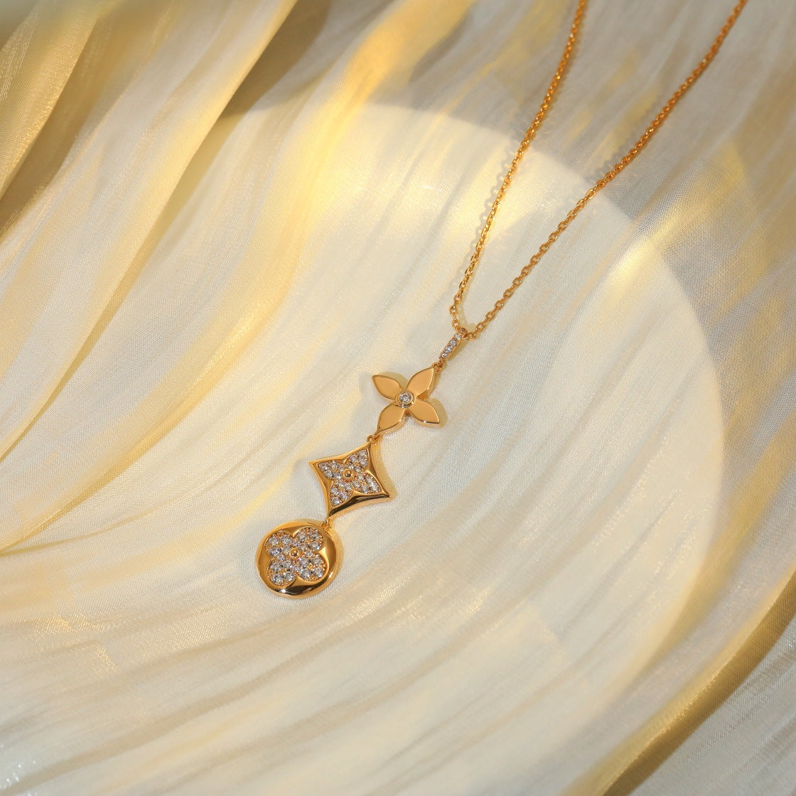 [Limara]STAR AND SUN DIAMOND ROSE GOLD NECKLACE