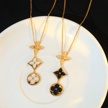 [Limara]STAR AND SUN ONYX ROSE GOLD NECKLACE