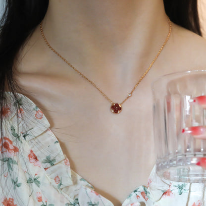 [Limara]SUN PEDANT ROSE GOLD 1 DIAMOND NECKLACE
