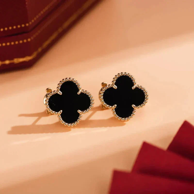 [Limara] CLOVER MEDIUM 1 MOTIFS  ONYX STUD EARRINGS
