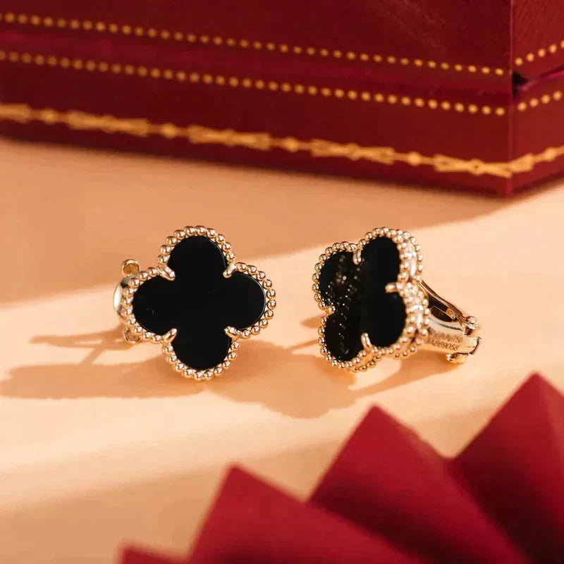 [Limara] CLOVER MEDIUM 1 MOTIFS  ONYX STUD EARRINGS