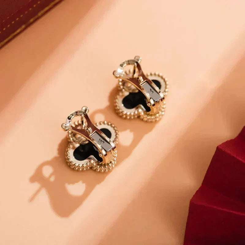 [Limara] CLOVER MEDIUM 1 MOTIFS  ONYX STUD EARRINGS