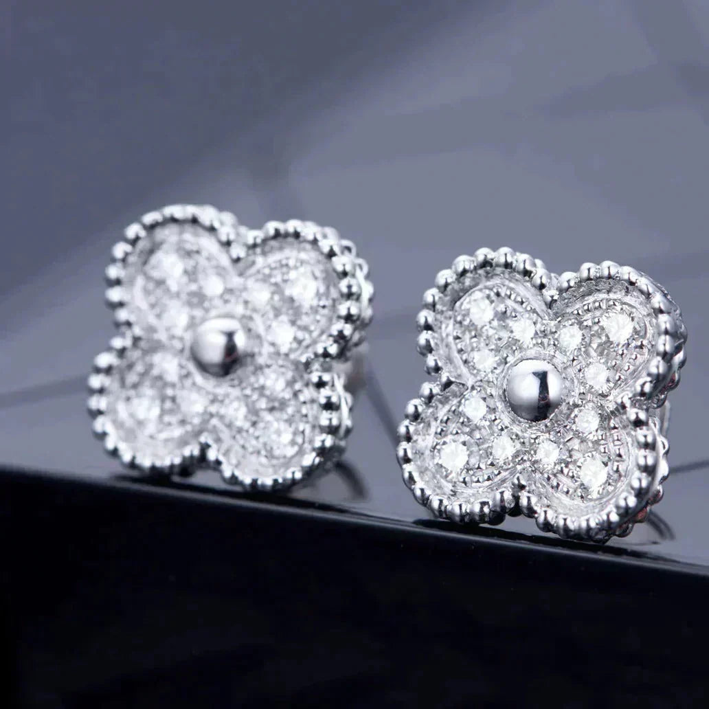[Limara]CLOVER 1 MOTIFS DIAMOND STUD EARRINGS SILVER