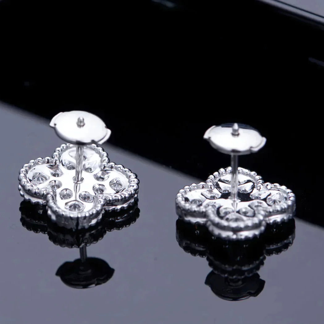 [Limara]CLOVER 1 MOTIFS DIAMOND STUD EARRINGS SILVER