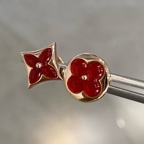 [Limara]STAR AND SUN ROSE GOLD CARNELIAN STUD EARRINGS