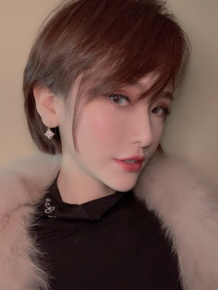 [Limara]DOUBLE STAR ROSE GOLD MOP DROP EARRINGS
